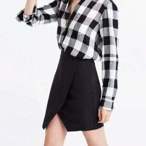 Madewell Silk Parkway Wrap Style Mini Skirt Black-XS